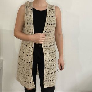 Crocheted long vest